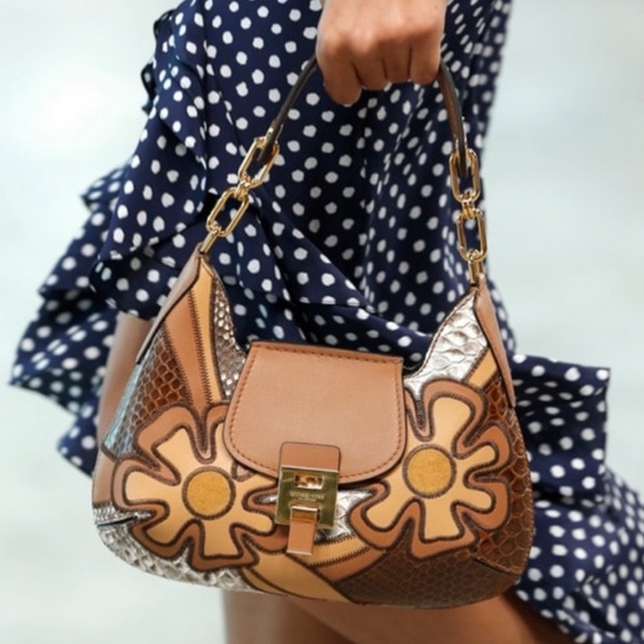 Michael Kors Collection Handbags - Michael Kors Collection Bancroft Small Patchwork Snakeskin Leather Shoulder Bag